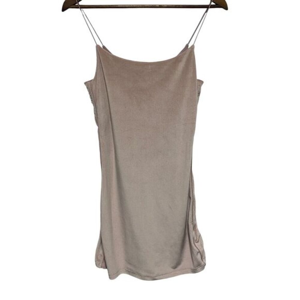 Victorias Secret Dress Womens S Pale Pink Velour Stretch Short Ribbed Slip Dress